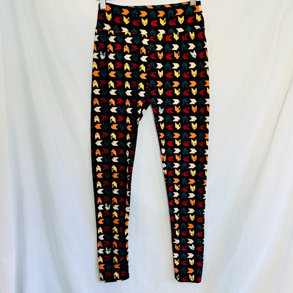 Lularoe Womens OS One Size  Multi Color black Full Length Soft Leggings